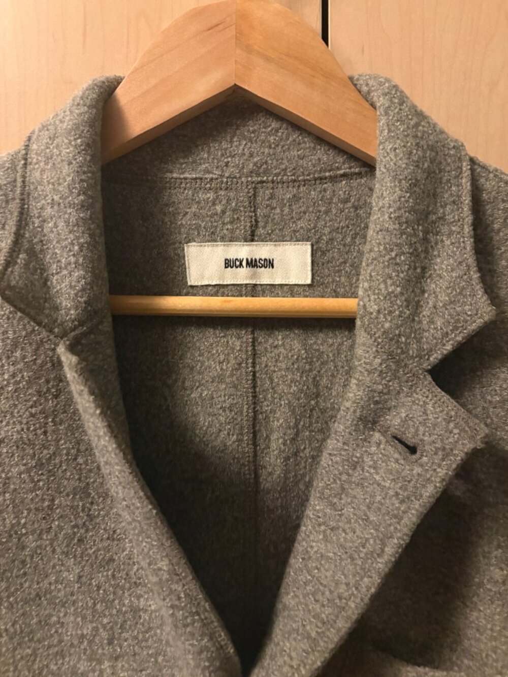 Men's Buck Mason Felted Wool Chore Coat in Heather Stone - Size Medium - Picture 2 of 4